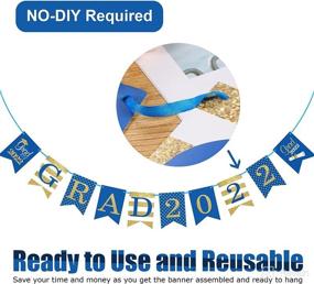 img 2 attached to 2022 Graduation Banner: Easy-to-Install Party Decorations, No DIY Required! Perfect for College & High School Parties (Blue Gold)