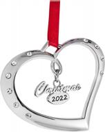 spread the holiday cheer with klikel's dated 2022 silver heart christmas ornament: adorn your tree with this beautiful ornament with crystals logo