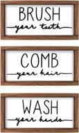 complete your rustic bathroom decor with libwys set of 3 bathroom signs: wash, brush, and comb logo