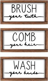 img 4 attached to Complete Your Rustic Bathroom Decor With LIBWYS Set Of 3 Bathroom Signs: Wash, Brush, And Comb