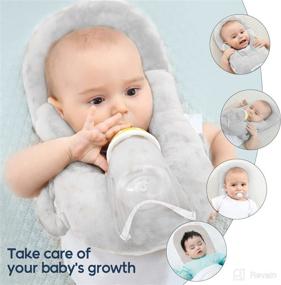 img 1 attached to 🍼 CIKICIKI Gray Feeding Pillows: Detachable Self-Feeding Lounger & Baby Bottle Holder
