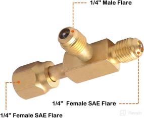 img 3 attached to 🔌 Optimized Quick Coupler Access Tee with Swivel Connector, Valves Core Tee Adapter | 1/4" F. Flare w/Depressor Tip x 1/4" M. Flare Access for Deep Vacuum Pump Manifold Gauge