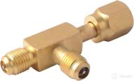 🔌 optimized quick coupler access tee with swivel connector, valves core tee adapter | 1/4" f. flare w/depressor tip x 1/4" m. flare access for deep vacuum pump manifold gauge logo