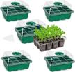 grow your own adventure: bonviee 5-pack seed starter tray with humidity domes and base - perfect for indoor greenhouse propagation (12 cells per tray) in green logo