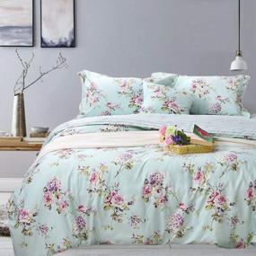 img 4 attached to FADFAY Shabby Vintage Duvet Cover Twin XL Dorm Bedding Fashionable Rose And Hydrangea Flower 100% Cotton Soft Reversible Hidden Zipper Closure Farmhouse Quilt Cover Set 3 Piece -（No Filling）