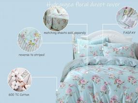img 2 attached to FADFAY Shabby Vintage Duvet Cover Twin XL Dorm Bedding Fashionable Rose And Hydrangea Flower 100% Cotton Soft Reversible Hidden Zipper Closure Farmhouse Quilt Cover Set 3 Piece -（No Filling）
