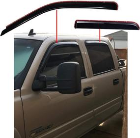 img 2 attached to 🚗 WV194355 Dark Smoke In-Channel Rain Guard - Set of 4 Pieces for Chevrolet Avalanche & Suburban 2002-2006, Escalade EXT 2002-2006, Yukon XL 2001-2006, Silverado/Sierra 1500/2500/3500 2001-2007 with Crew Cab