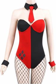 img 4 attached to Bunny Gothic Superhero Cosplay Bodysuit With Accessories For Women - C-ZOFEK Red And Black Design