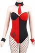 bunny gothic superhero cosplay bodysuit with accessories for women - c-zofek red and black design logo