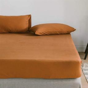 img 4 attached to 🎃 Cozy King Pumpkin Fitted Sheet: Soft Jersey Cotton Bedding, Deep Pocket Mattress Cover for Him or Her (NO Pillowcases)