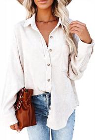 img 4 attached to Women'S Corduroy Long Sleeve Button-Down Collar Shirt Jacket Tops - MIHOLL