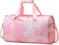 women's gym duffel bag with shoe compartment and wet pocket - bluboon sport weekender overnight marble pink logo