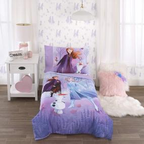 img 3 attached to Комплект детской кроватки Disney Frozen 2 Forest Spirit из 4 предметов — лавандовый, светло-голубой и фиолетовый