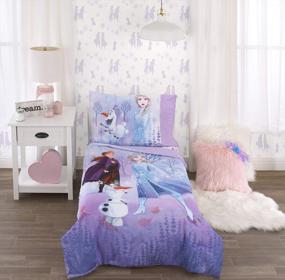 img 4 attached to Комплект детской кроватки Disney Frozen 2 Forest Spirit из 4 предметов — лавандовый, светло-голубой и фиолетовый