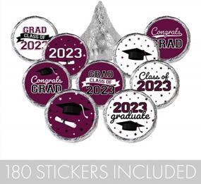 img 1 attached to Class Of 2023 Graduation Stickers For Kisses Candy In Maroon - Perfect Party Decoration For School Colors - 180 Count