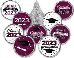 img 4 attached to Class Of 2023 Graduation Stickers For Kisses Candy In Maroon - Perfect Party Decoration For School Colors - 180 Count