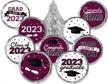 class of 2023 graduation stickers for kisses candy in maroon - perfect party decoration for school colors - 180 count logo