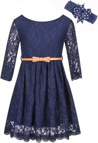 img 4 attached to Stylish Girl'S Lace Dress With Belt From BINPAW