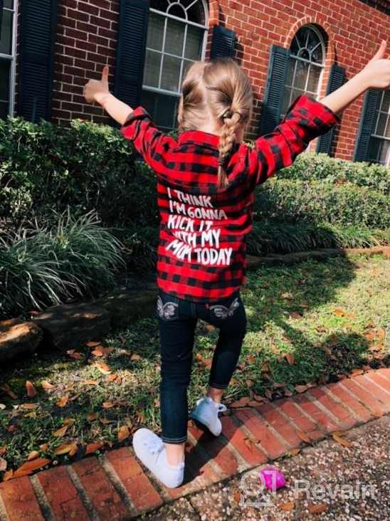 img 1 attached to Adorable Kids Baby Letters Print Long Sleeve Button Down Red Plaid Flannel Shirt - Perfect for Little Boys and Girls! review by Colin Zilinskas