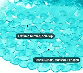 img 2 attached to WELTRXE Pebbles Bath Mat Oval Non-Slip Bathtub Mat With Suction Cups, Drain Holes For Bathroom Showers, Tub, Machine Washable, BPA, Latex Free Safe Shower Mats, 27 X 14 Inch, Teal