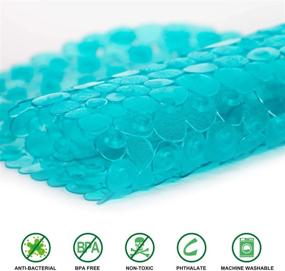 img 3 attached to WELTRXE Pebbles Bath Mat Oval Non-Slip Bathtub Mat With Suction Cups, Drain Holes For Bathroom Showers, Tub, Machine Washable, BPA, Latex Free Safe Shower Mats, 27 X 14 Inch, Teal