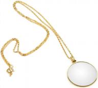 versatile hanging magnifier - 5x portable monocle lens with necklace for all your hobbies and crafts in gold logo