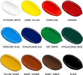 img 2 attached to 12-Color Acrylic Paint Set With Storage Box - 0.74 Oz Tubes, Non Fading & Non Toxic For Canvas Wood Fabric Ceramic Crafts Painting By FIXSMITH.