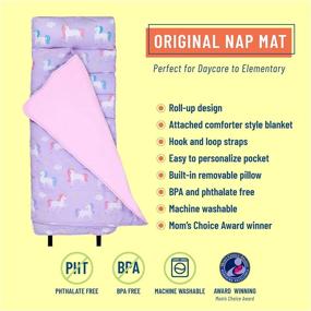 img 2 attached to Wildkin Original Nap Mat With Reusable Pillow For Boys And Girls, Perfect For Elementary Sleeping Mat, Features Hook And Loop Fastener, Soft Cotton Blend Materials Nap Mat For Kids (Unicorn)