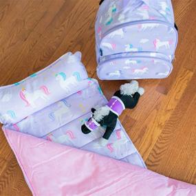 img 3 attached to Wildkin Original Nap Mat With Reusable Pillow For Boys And Girls, Perfect For Elementary Sleeping Mat, Features Hook And Loop Fastener, Soft Cotton Blend Materials Nap Mat For Kids (Unicorn)