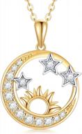 women's 14k solid gold sun moon star necklace in 3 styles - perfect yellow gold jewelry gift for wife, girlfriend, or mother logo