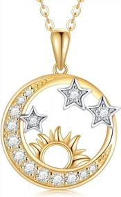 img 4 attached to Women'S 14K Solid Gold Sun Moon Star Necklace In 3 Styles - Perfect Yellow Gold Jewelry Gift For Wife, Girlfriend, Or Mother