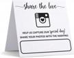 321done wedding hashtag signs 5" x 5" folded (set of 24) tent cards for table placecard - square write on large oh snap photo share love - made in usa - white logo