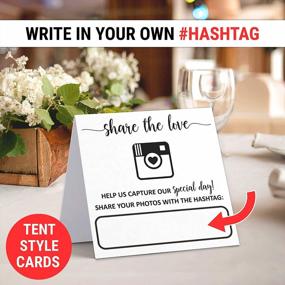 img 3 attached to 321Done Wedding Hashtag Signs 5" X 5" Folded (Set Of 24) Tent Cards For Table Placecard - Square Write On Large Oh Snap Photo Share Love - Made In USA - White