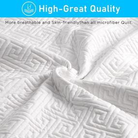 img 1 attached to ATsense Quilt Sets Queen, 100% микрофибра, комплект постельного белья из белого стеганого одеяла из 3 предметов - роскошный дизайн, 1 легкое покрывало и 2 наволочки, ультрамягкое покрывало на все сезоны