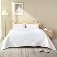 atsense quilt sets queen, 100% микрофибра, комплект постельного белья из белого стеганого одеяла из 3 предметов - роскошный дизайн, 1 легкое покрывало и 2 наволочки, ультрамягкое покрывало на все сезоны логотип
