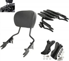 img 4 attached to TCMT Detachable Passenger Backrest Sissy Bar With Stealth Luggage Rack 4 Point Docking Hardware Kits Fits For Harley Touring Road King Street Road Electra Glide 2014-2022 (Black, Style B)