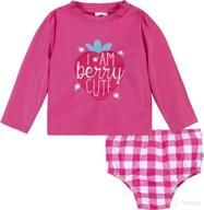 👶 adorable gerber baby-girls long sleeved rashguard swim bathing suit set- perfect for water fun! logo