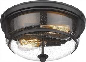 img 4 attached to Emliviar 12 Inch Ceiling Light With Seeded Glass Shade - Indoor Outdoor Modern Flush Mount Ceiling Light Fixture, Black Finish, WE249F BK