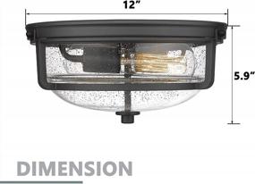 img 3 attached to Emliviar 12 Inch Ceiling Light With Seeded Glass Shade - Indoor Outdoor Modern Flush Mount Ceiling Light Fixture, Black Finish, WE249F BK