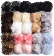 🦊 24-piece diy faux fox fur fluffy pom balls with elastic loop for hats, keychains, scarves, gloves, bags & more logo