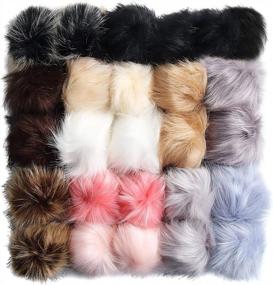 img 4 attached to 🦊 24-Piece DIY Faux Fox Fur Fluffy Pom Balls with Elastic Loop for Hats, Keychains, Scarves, Gloves, Bags & More