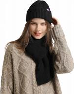 winter melon cap and knitted scarf set for women and men - anboor 2 in 1 stretchable beanie and scarf for warmth and style logo