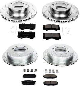 img 1 attached to 🚗 Enhance Stopping Power with Power Stop K2813 Front and Rear Z23 Carbon Fiber Brake Pads and Drilled & Slotted Brake Rotors Kit