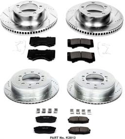 img 3 attached to 🚗 Enhance Stopping Power with Power Stop K2813 Front and Rear Z23 Carbon Fiber Brake Pads and Drilled & Slotted Brake Rotors Kit