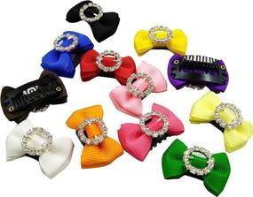 img 1 attached to Sunflower-qd Small Pet Dogs Cats Hair Bows: Stylish Dog Hair Accessories with Clips - Set of 12pcs