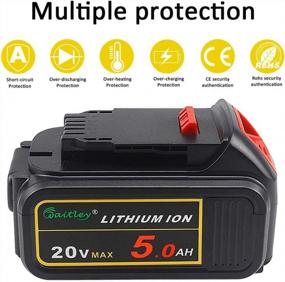 img 1 attached to Waitley 2 Pack 20V 5.0Ah Replacement Battery Compatible With Dewalt Max DCB200 DCB203 DCB204 DCD780 DCD785 DCD795 DCF885 DCF895 DCS380 DCS391 Li-Ion Battery Tools