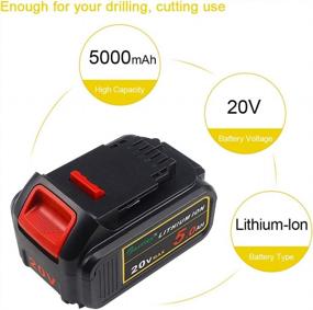 img 2 attached to Waitley 2 Pack 20V 5.0Ah Replacement Battery Compatible With Dewalt Max DCB200 DCB203 DCB204 DCD780 DCD785 DCD795 DCF885 DCF895 DCS380 DCS391 Li-Ion Battery Tools