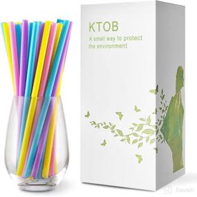 img 1 attached to 🌱 100-Pack of 100% Compostable Jumbo Smoothie Straws | 3/10" Wide X 8 1/2" Long | KTOB Biodegradable PLA Colorful Disposable Drinking Straws | Eco-Friendly Plant-Based Plastic Milkshake Straws