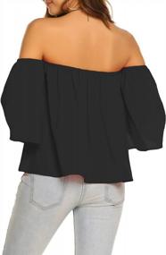 img 1 attached to Chic Off-Shoulder Chiffon Blouse With Ruffled Short Sleeves For Women'S Summer Fashion: Casual T-Shirts With Sexy Tops