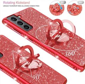 img 2 attached to OCYCLONE For Samsung Galaxy S21 Case, Glitter Cute Phone Case With Ring Kickstand For Women Girls, Bling Diamond Rhinestone Bumper Protective Soft Case For Samsung Galaxy S21 6.2" 2021 Released - Red